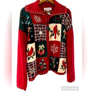 Tiara International Christmas Collection 2004 Cardigan Zip-Up Sweater